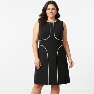 London Style Collection Black White Sleeveless Dress